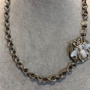 Handmade using some vintage pieces Elegant Silver Bee Pendant Necklace
